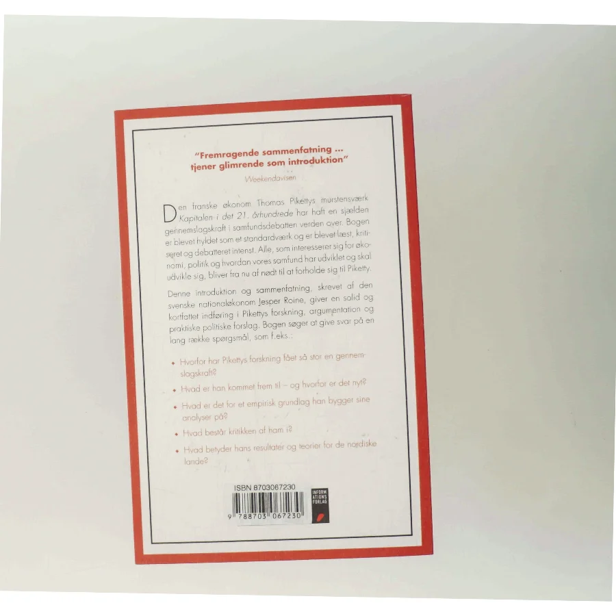 Introduktion til Thomas Pikettys Kapitalen i det enogtyvende århundrede af Jesper Roine (Bog)