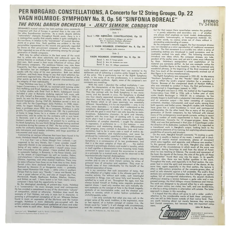 Symfoni nr. 8 'Sinfonia Boreale' turnabout LP fra Turnabout