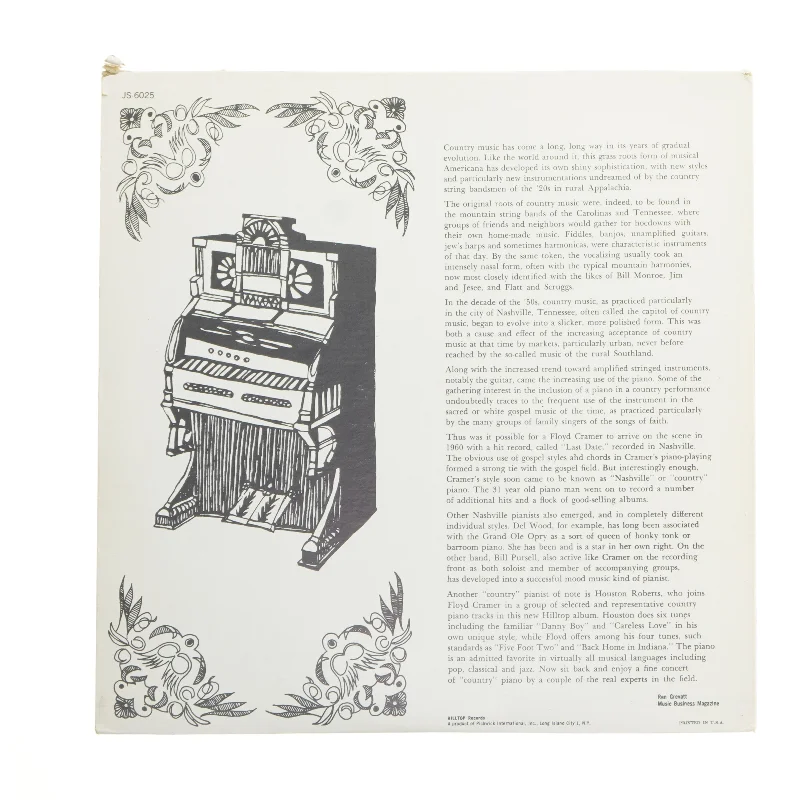 Floyd Cramer Country Piano LP fra Hilltop