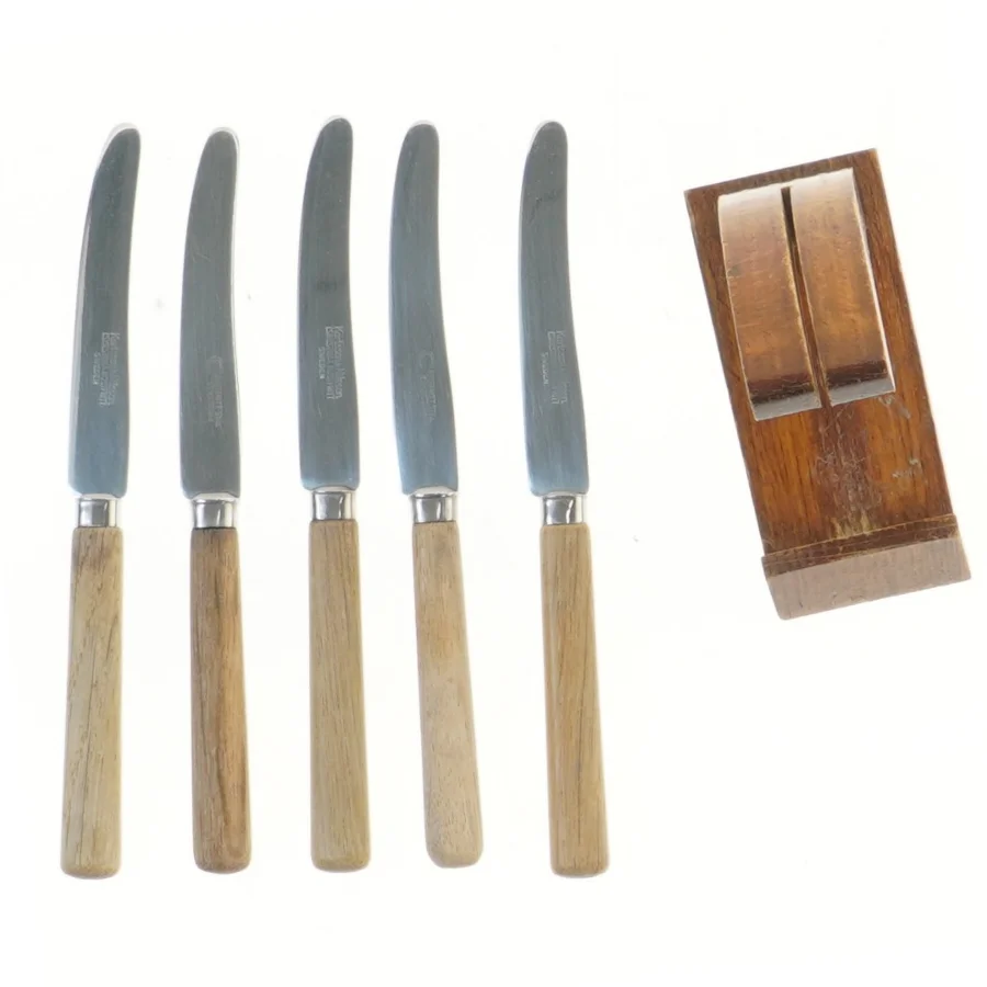 Sæt med 5 steakknive og træholder 18 cm (str. 18 cm)
