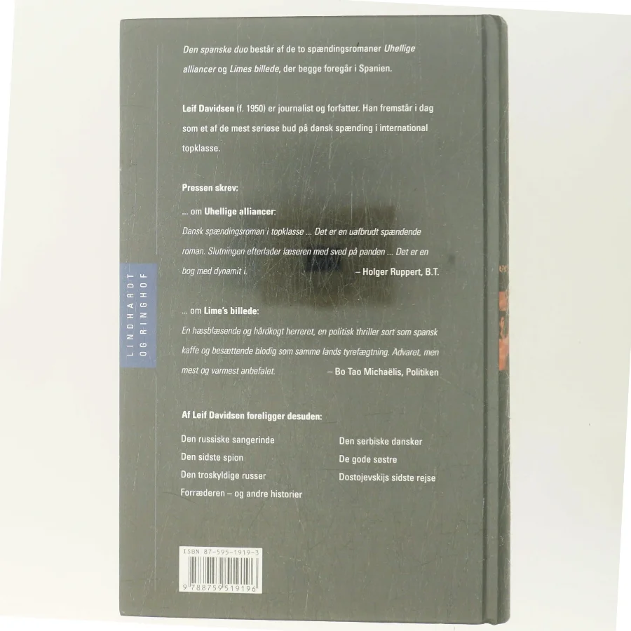 Den spanske duo : Uhellige alliancer, Lime's billede af Leif Davidsen (Bog)