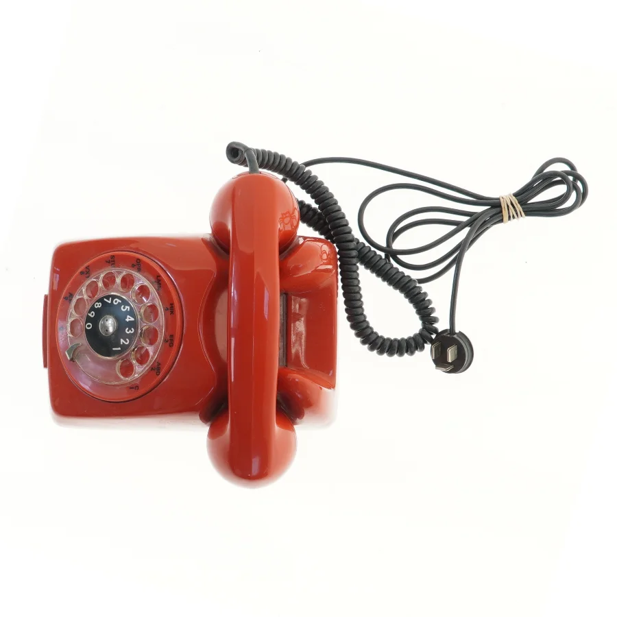 Rød drejeskive telefon (str. 21x14 cm)