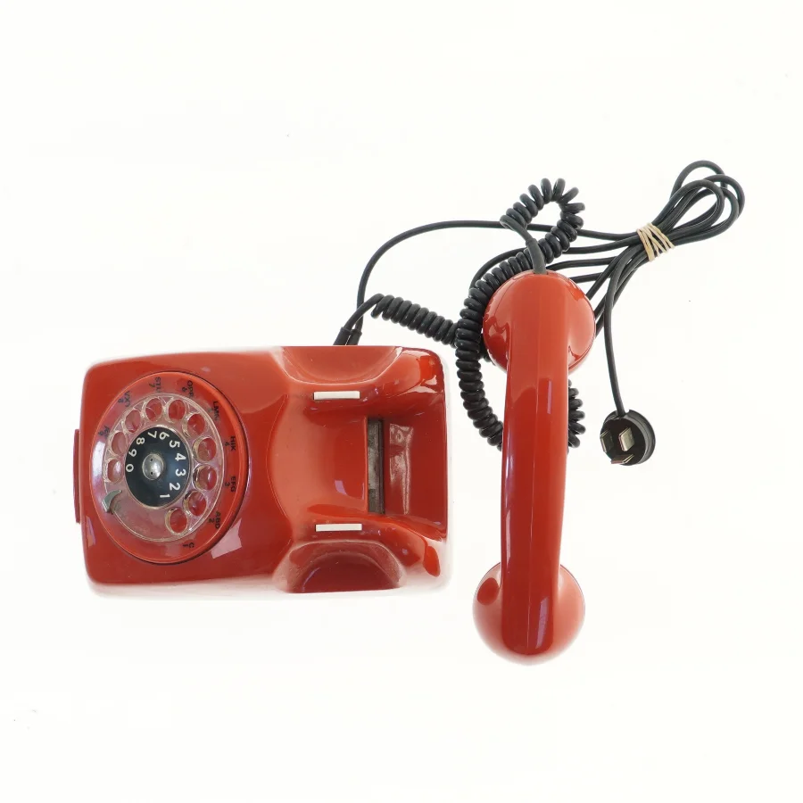 Rød drejeskive telefon (str. 21x14 cm)