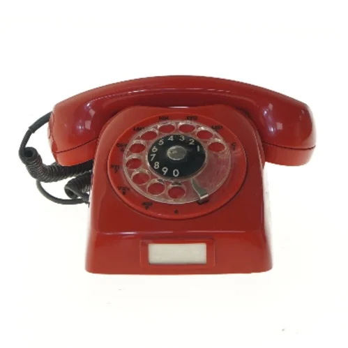 Rød drejeskive telefon (str. 21x14 cm)