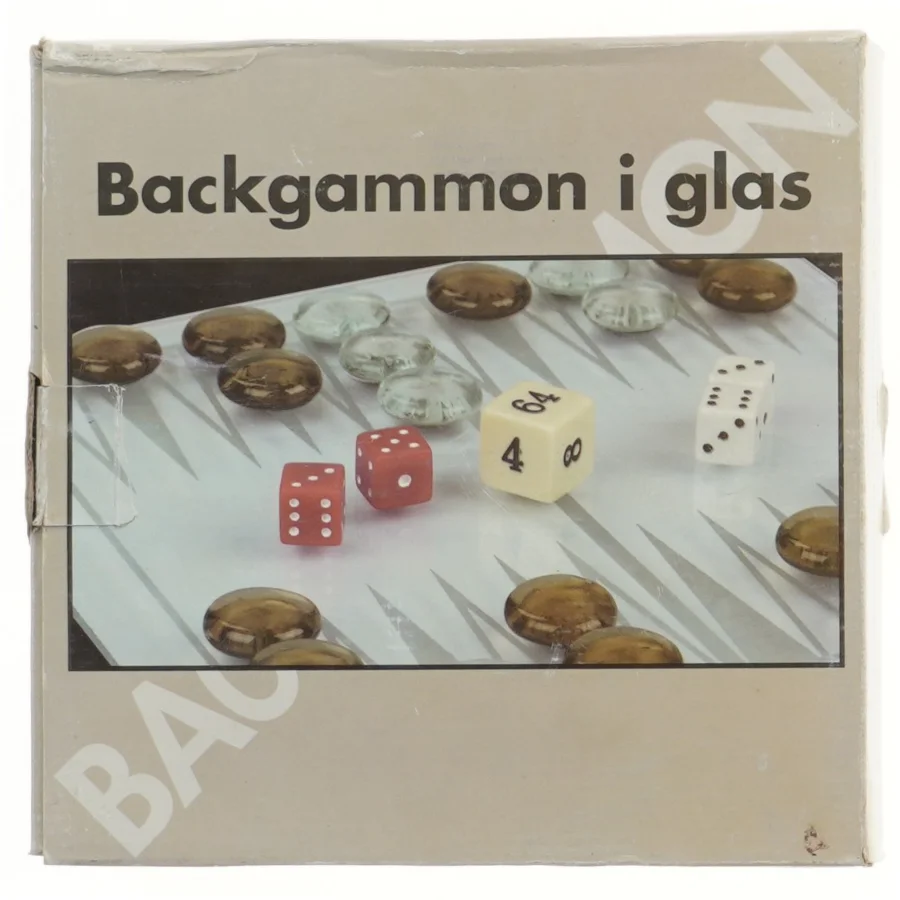 Backgammon spil i glas (str. 20x20 cm)