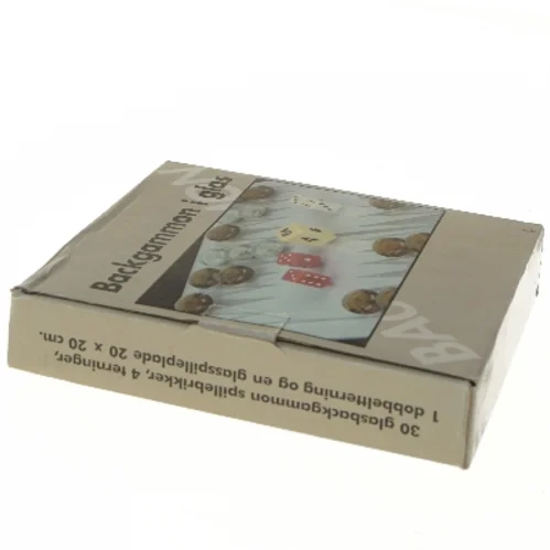 Backgammon spil i glas (str. 20x20 cm)