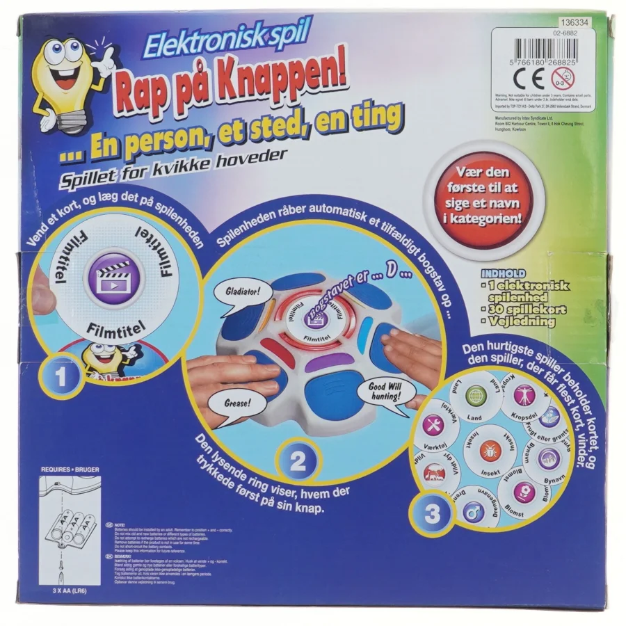 Elektronisk spil 'Rap på Knappen' (str. 27x27 cm)