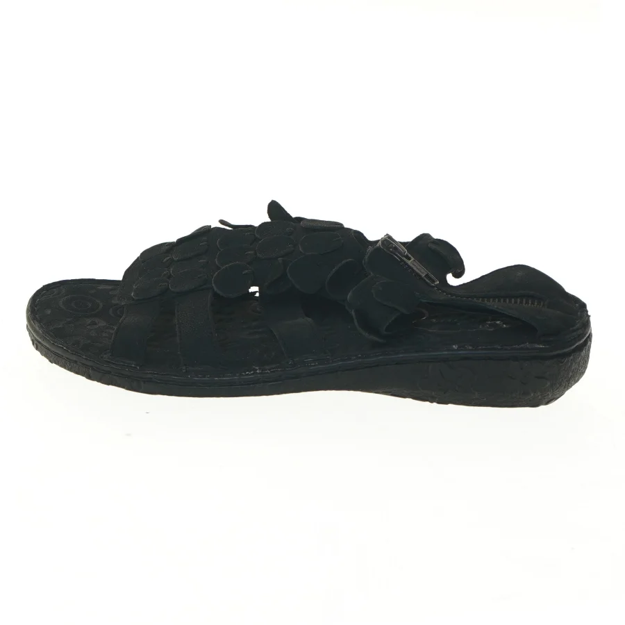 Sorte sandaler med blomsterdetaljer str. 38 (str. 38 )