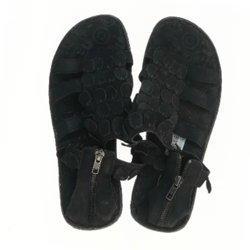 Sorte sandaler med blomsterdetaljer str. 38 (str. 38 )