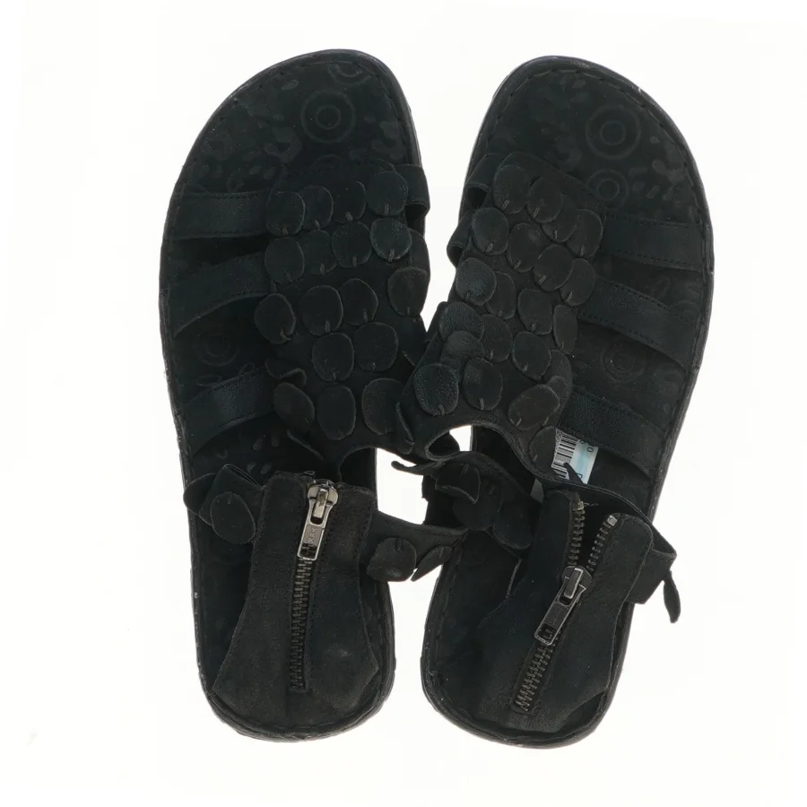 Sorte sandaler med blomsterdetaljer str. 38 (str. 38 )