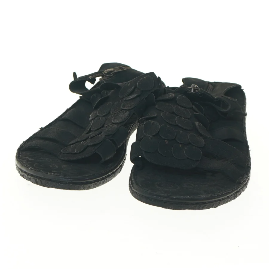 Sorte sandaler med blomsterdetaljer str. 38 (str. 38 )