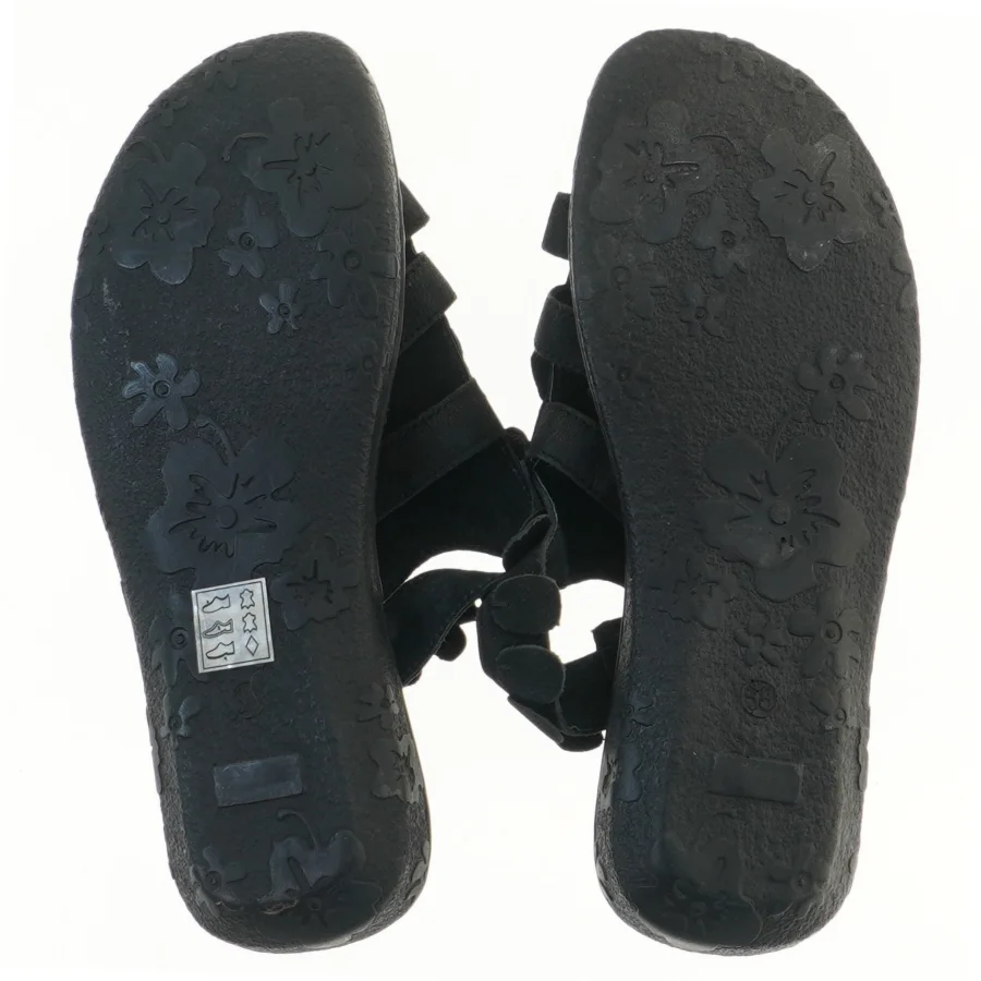 Sorte sandaler med blomsterdetaljer str. 38 (str. 38 )