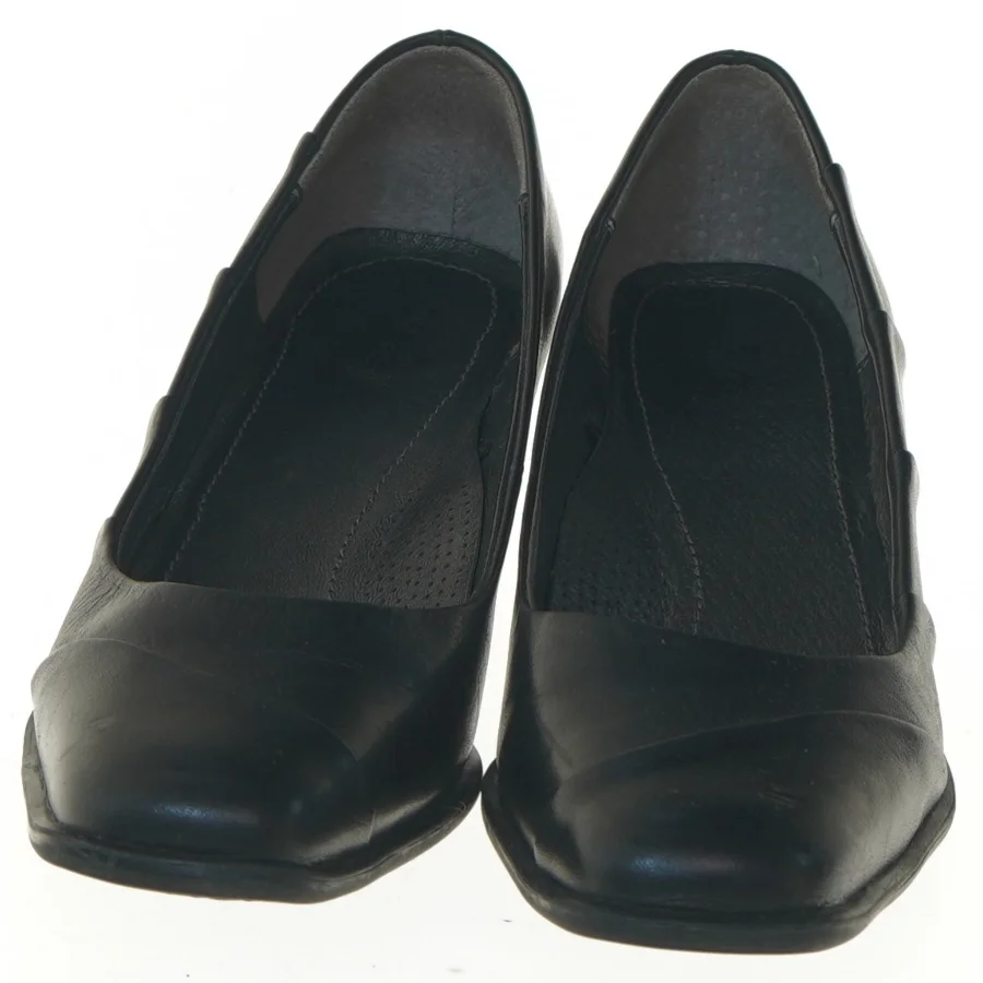 Sorte lædersko med hæl, størrelse 37 (str. 37 )