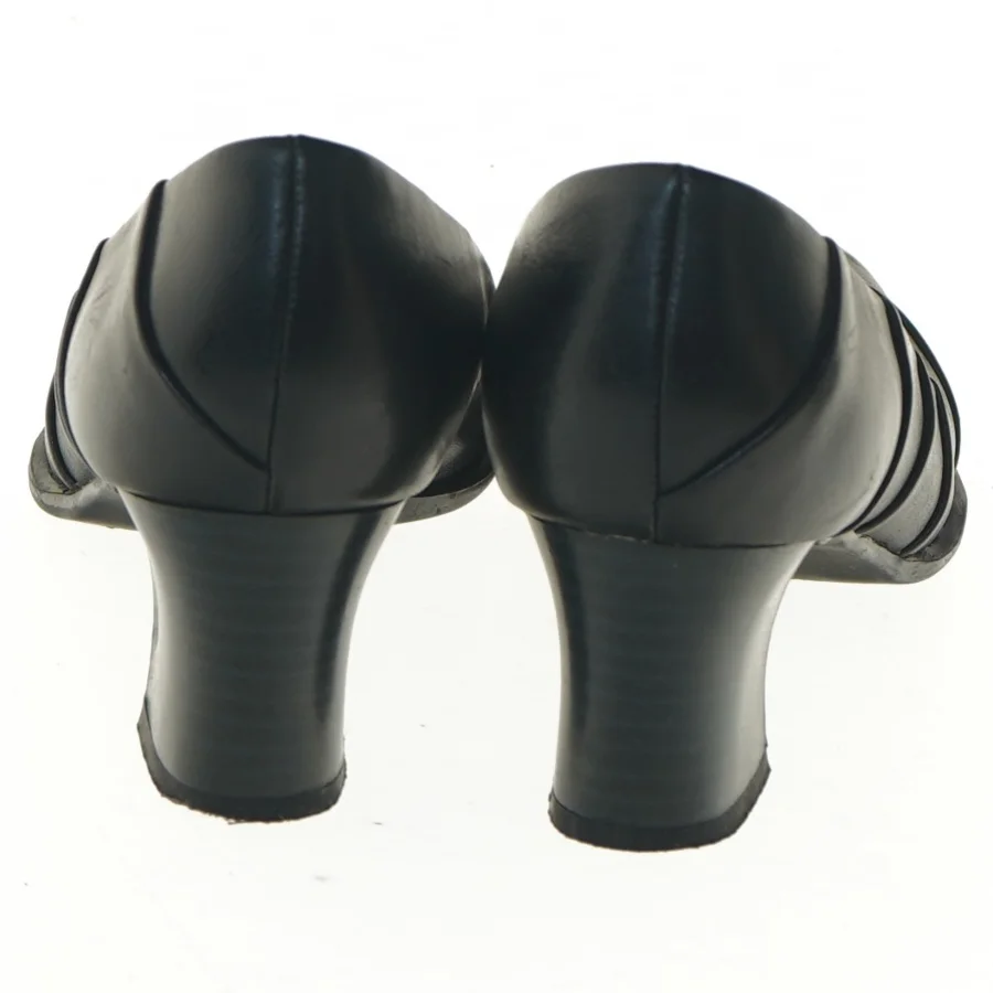 Sorte lædersko med hæl, størrelse 37 (str. 37 )