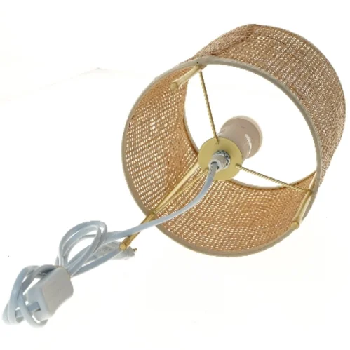 Cylindrisk bordlampe med fletskærm (str. 31x19 cm)