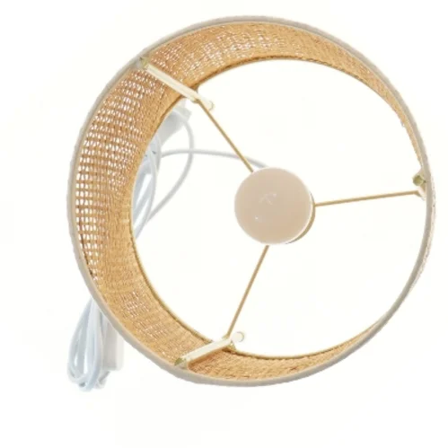 Cylindrisk bordlampe med fletskærm (str. 31x19 cm)