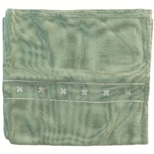 Grøn bordløber med broderet mønster 140x65 cm (str. 140x65 cm)