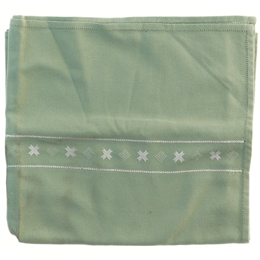 Grøn bordløber med broderet mønster 140x65 cm (str. 140x65 cm)