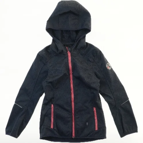 Softshell jakke med hætte og lynlås (str. 140)