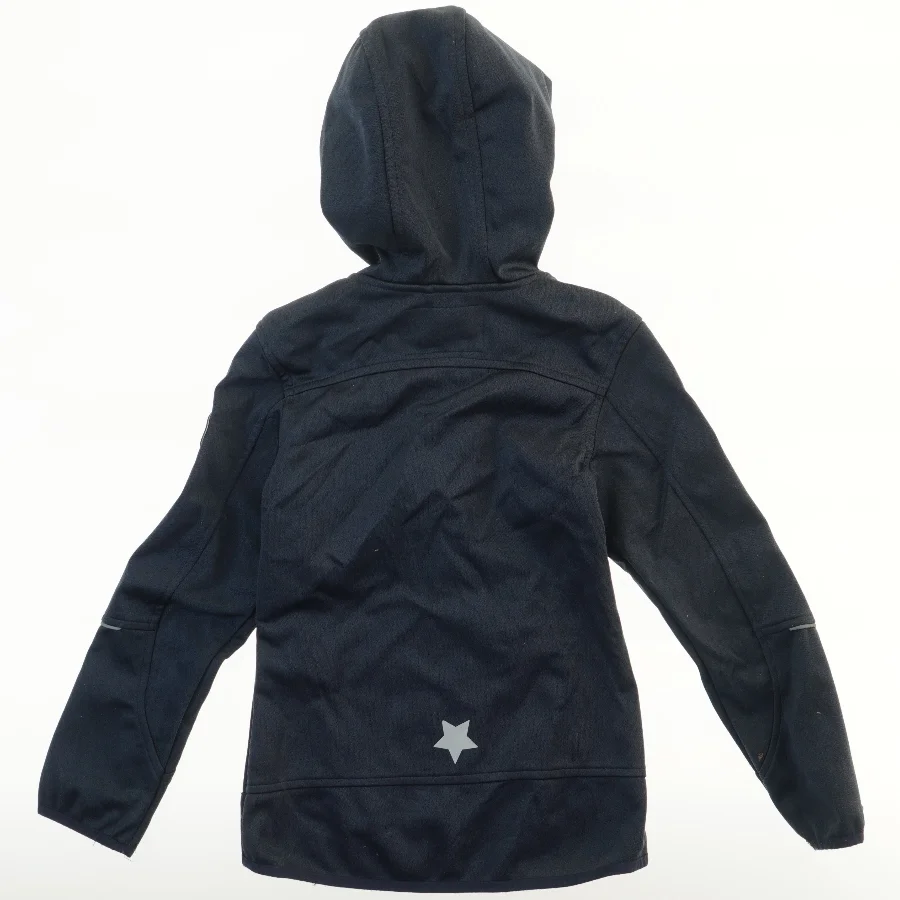 Softshell jakke med hætte og lynlås (str. 140)