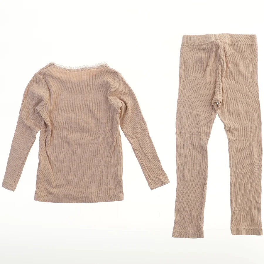 Beige ribbet name it sæt med bluse og leggings fra Name It (str. 104)