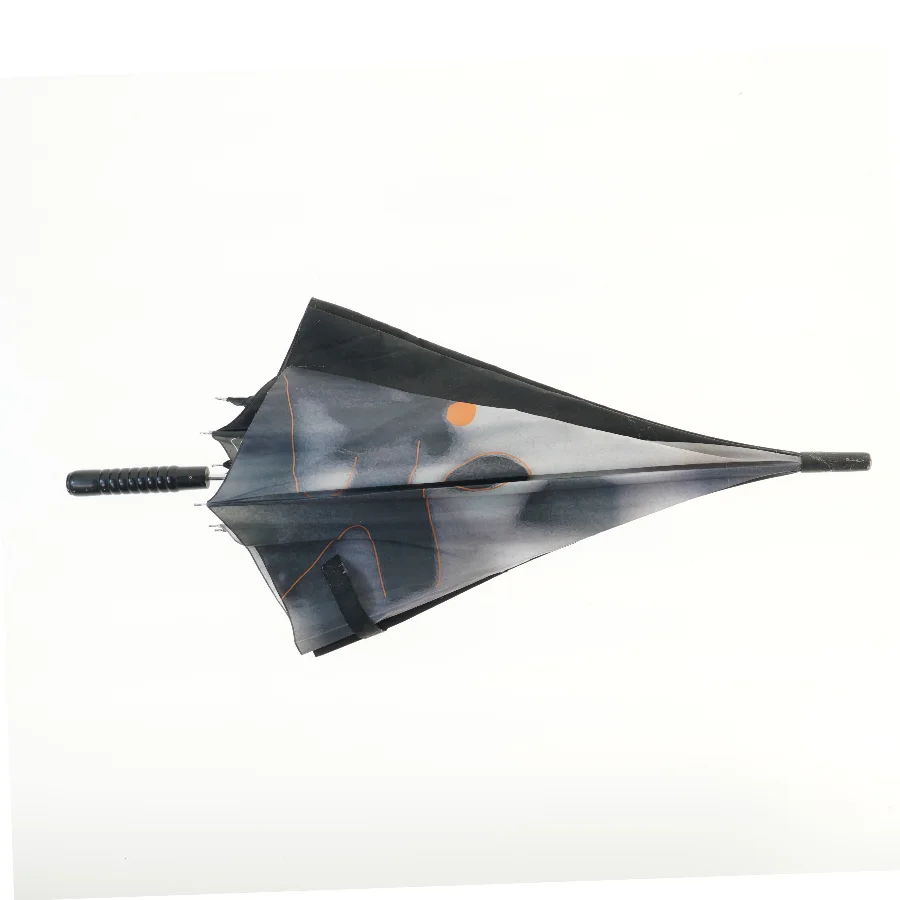 Paraply med sort og mønstret design (str. 82 cm)