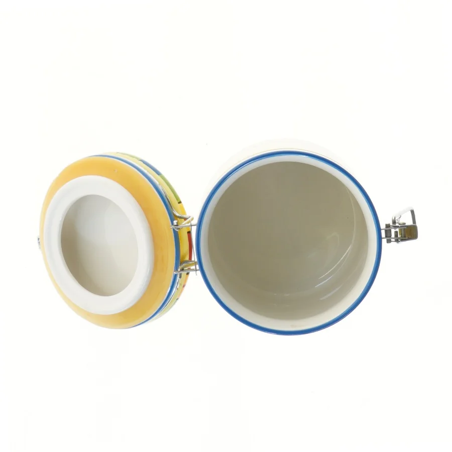 Keramisk opbevaringskrukke med kliklåg Ø12,5 cm (str. Ø 12,5 cm længde 16 cm)