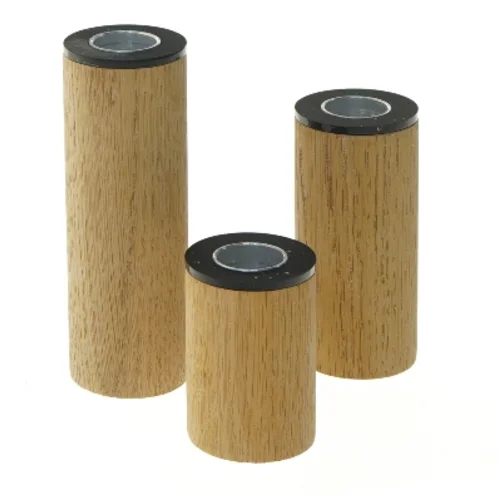 Træ lysestager fra Applicata (str. 12,5 & 9,5 & 6,5 cm)