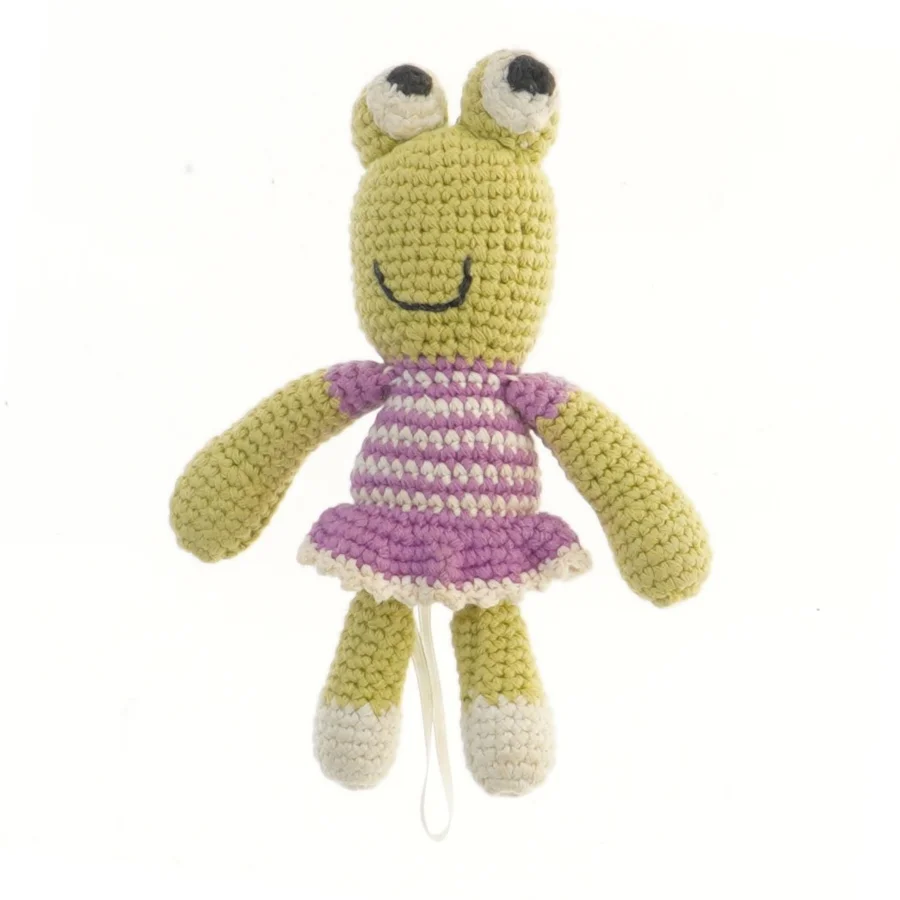 Hæklede frø-dukke 18 cm (str. 18 cm)