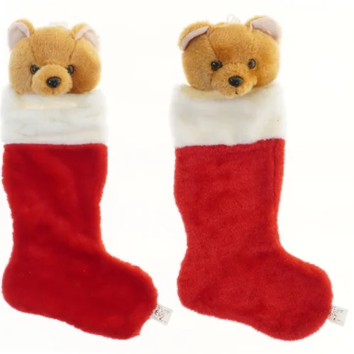 Julestrømper med bamsehoved (str. 2 stk 50 cm)