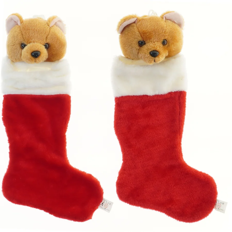 Julestrømper med bamsehoved (str. 2 stk 50 cm)