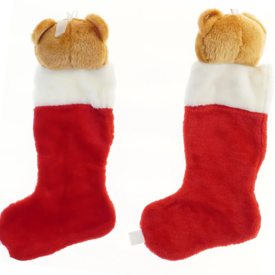 Julestrømper med bamsehoved (str. 2 stk 50 cm)