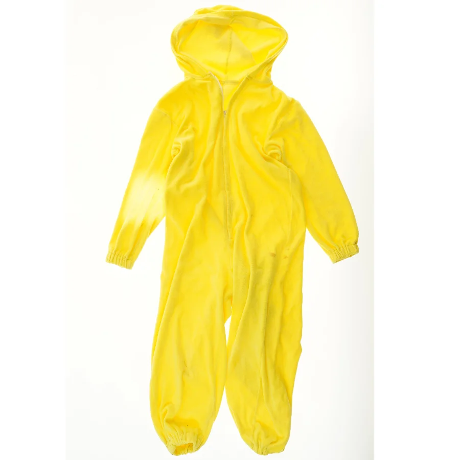 Gul heldragt med hætte (str.  længde 102 cm brede 37 cm)