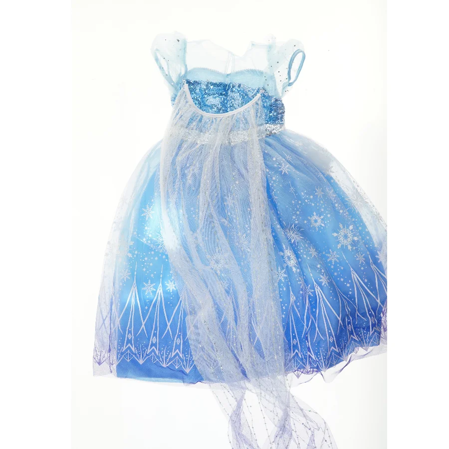 Blå kjole med glimmer (str. 134)