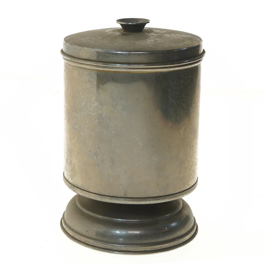 Metaldåse med låg og fod 25 cm (str. 25 cm)
