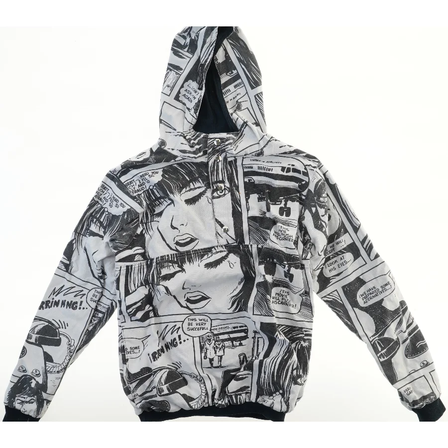 Hættetrøje med tegneserietryk (str.  B 50 L 64 cm)