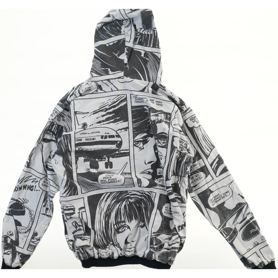 Hættetrøje med tegneserietryk (str.  B 50 L 64 cm)