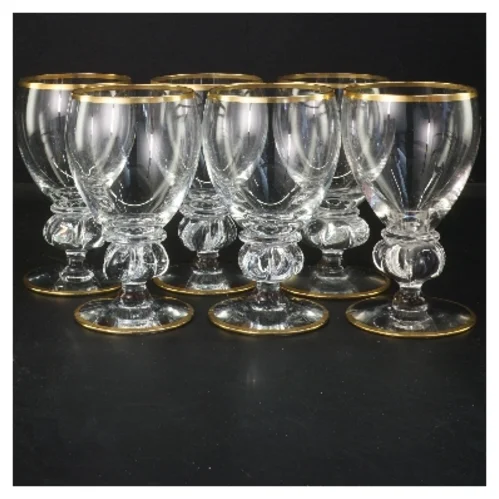 Sæt med 6 glas med guldkant (str. 6 styk, 13,5 cm)