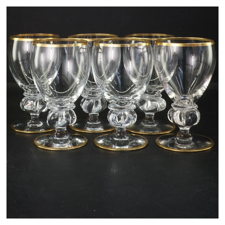 Sæt med 6 glas med guldkant (str. 6 styk, 13,5 cm)