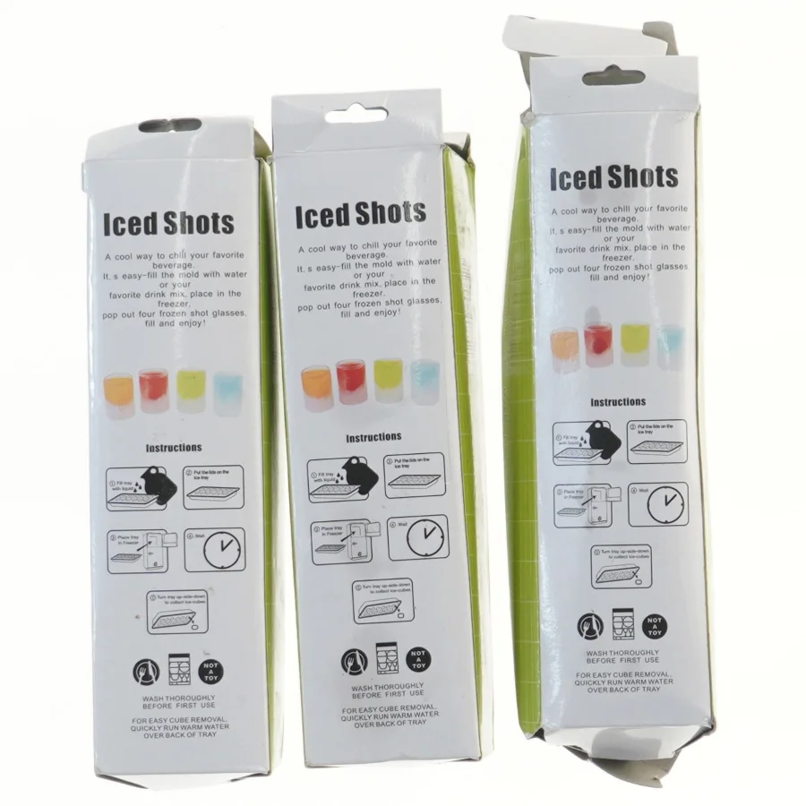 Isterningebakke til shots – 3 stk 20 cm (str. 3 stk 20 cm)