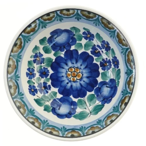 Blomstret skål i fajance Ø27 cm (str. Ø 27 cm)