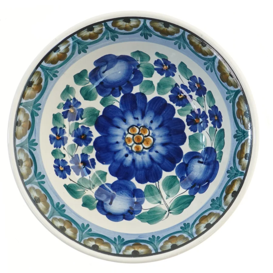 Blomstret skål i fajance Ø27 cm (str. Ø 27 cm)