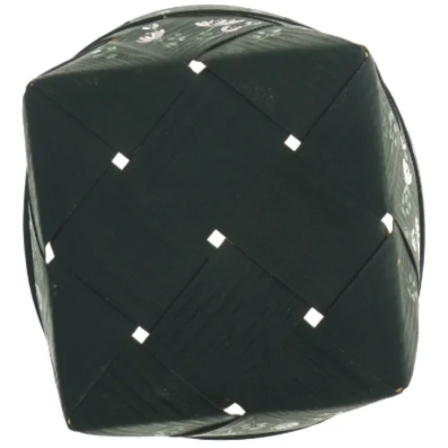 Flettet kurv med dekorative malede blomster (str. Ø 19 cm)