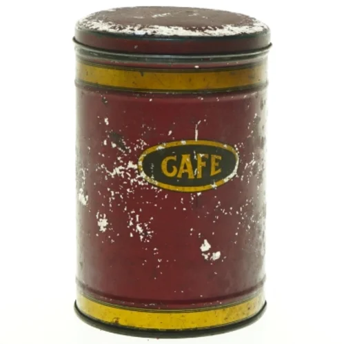 Vintage rød kaffedåse (str. 17 x 11 cm)