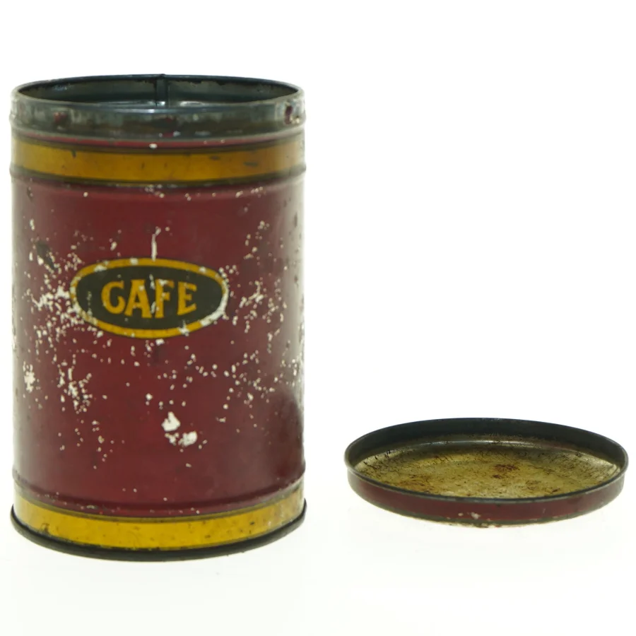 Vintage rød kaffedåse (str. 17 x 11 cm)