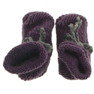 Strikkede babystøvler i lilla (str. 11 cm)