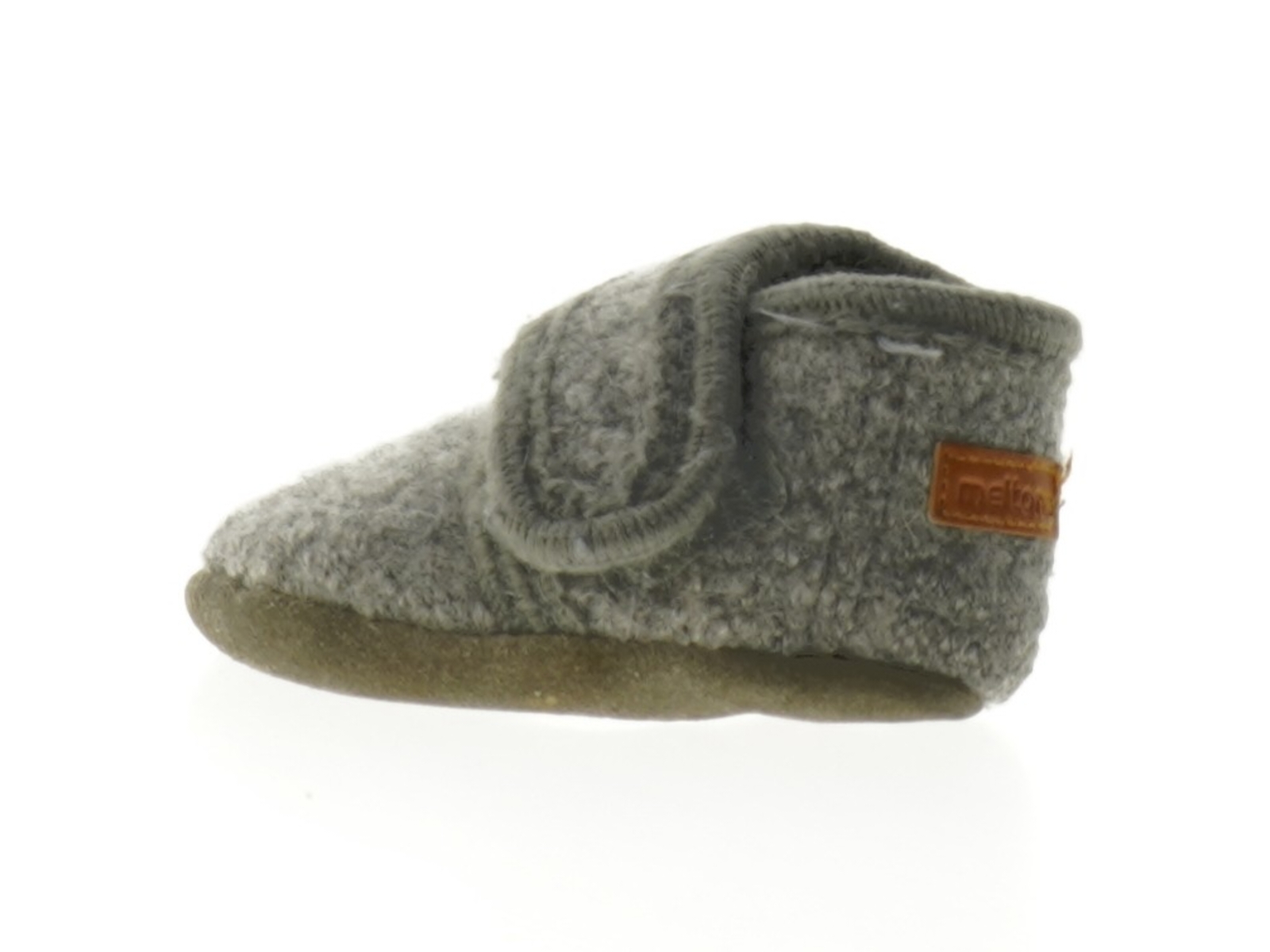 Grå babyfutter i uld fra Melton (str. 12 cm)