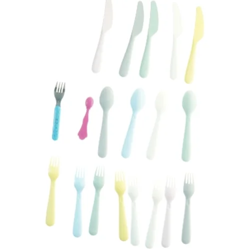 Pastelfarvede plastbestik fra ikea(str. 16 x 3 cm)