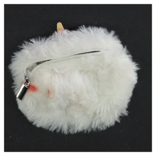 Hvid pung i fakefur (str. Elve x 9 cm)