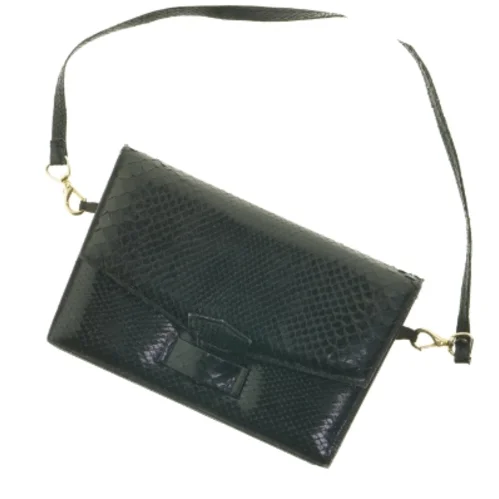 Sort slangeskindstaske/clutch (str. 25 x 16,5 cm)